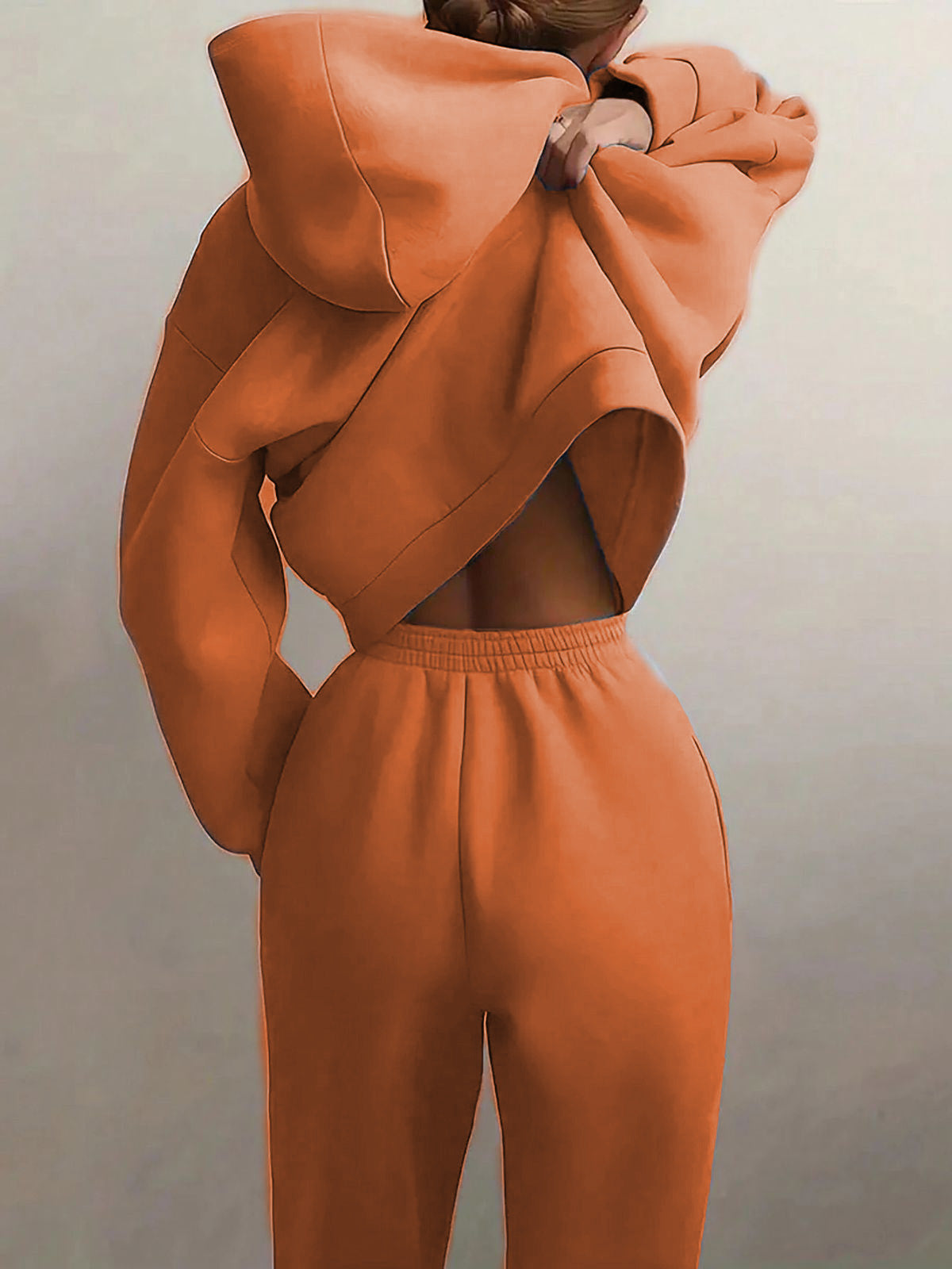 Solid Drop Shoulder Hooded Sweatshirt & Solid Sweatpants