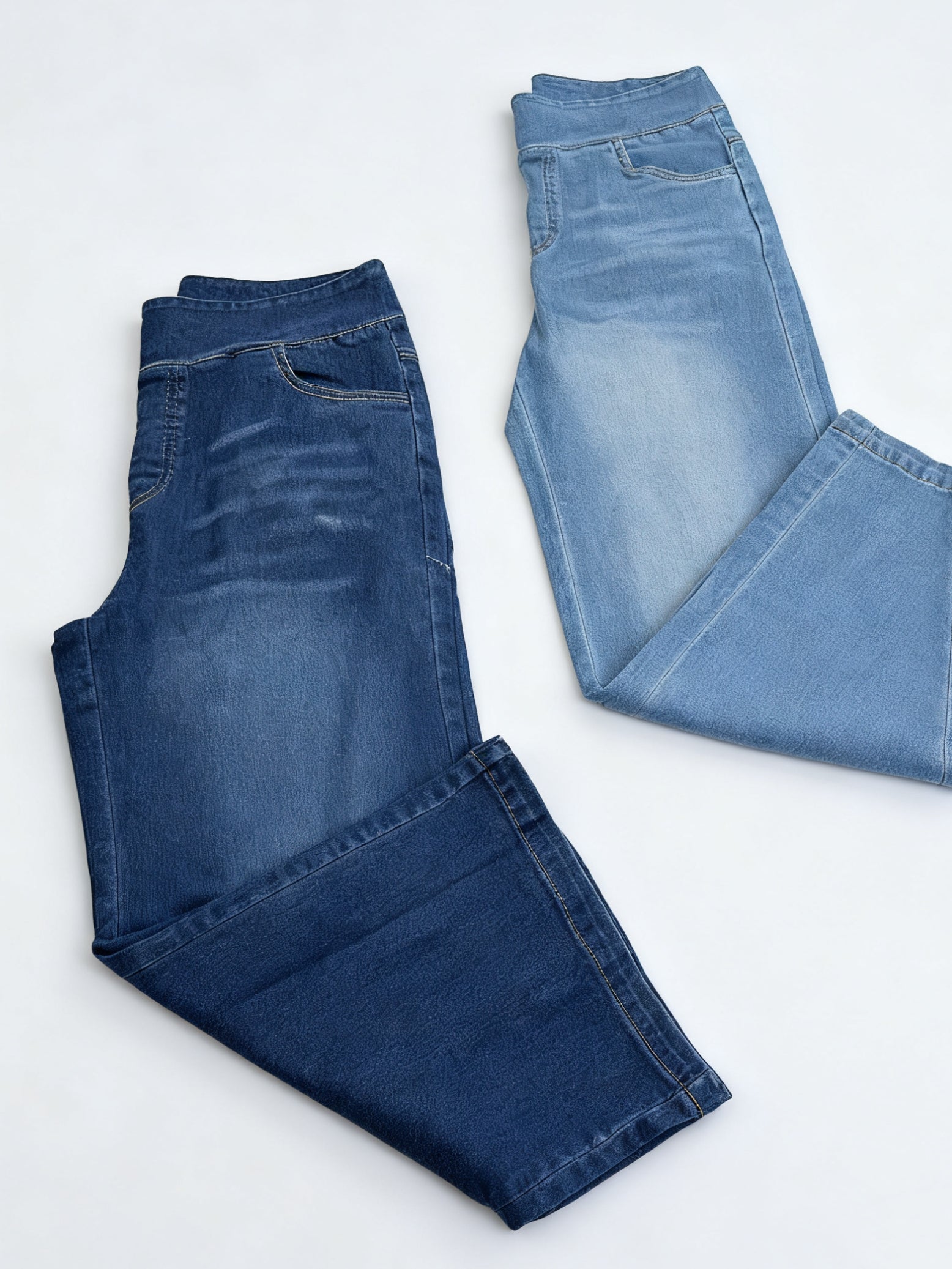 Baggy Washed Stretchy Knit High Waisted Multiple Pockets Baggy Wide Leg Denim Jeans