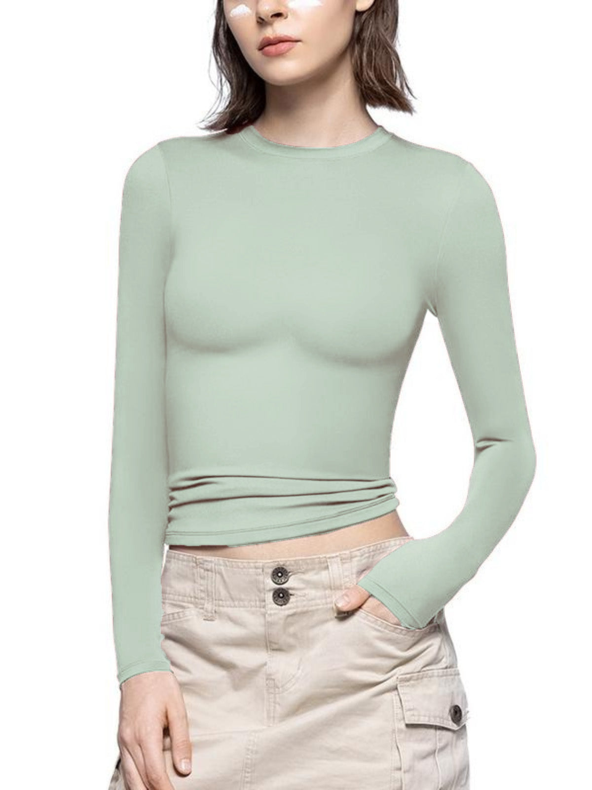 Solid Streetwear Minimalist Double Layer Compression Long Sleeve Basic T-shirt