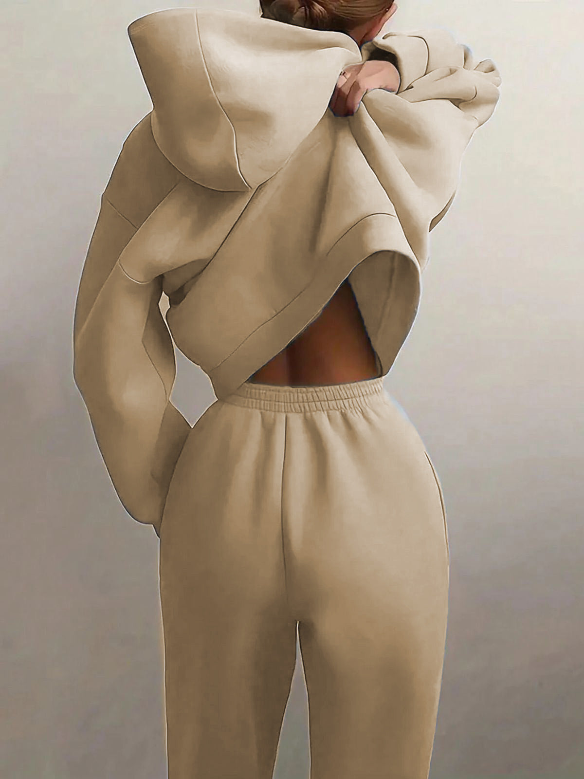 Solid Drop Shoulder Hooded Sweatshirt & Solid Sweatpants