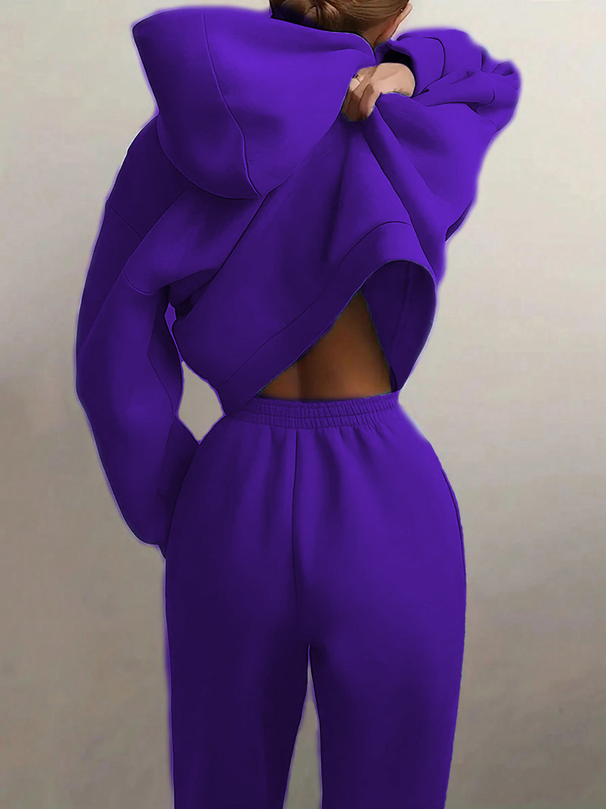 Solid Drop Shoulder Hooded Sweatshirt & Solid Sweatpants