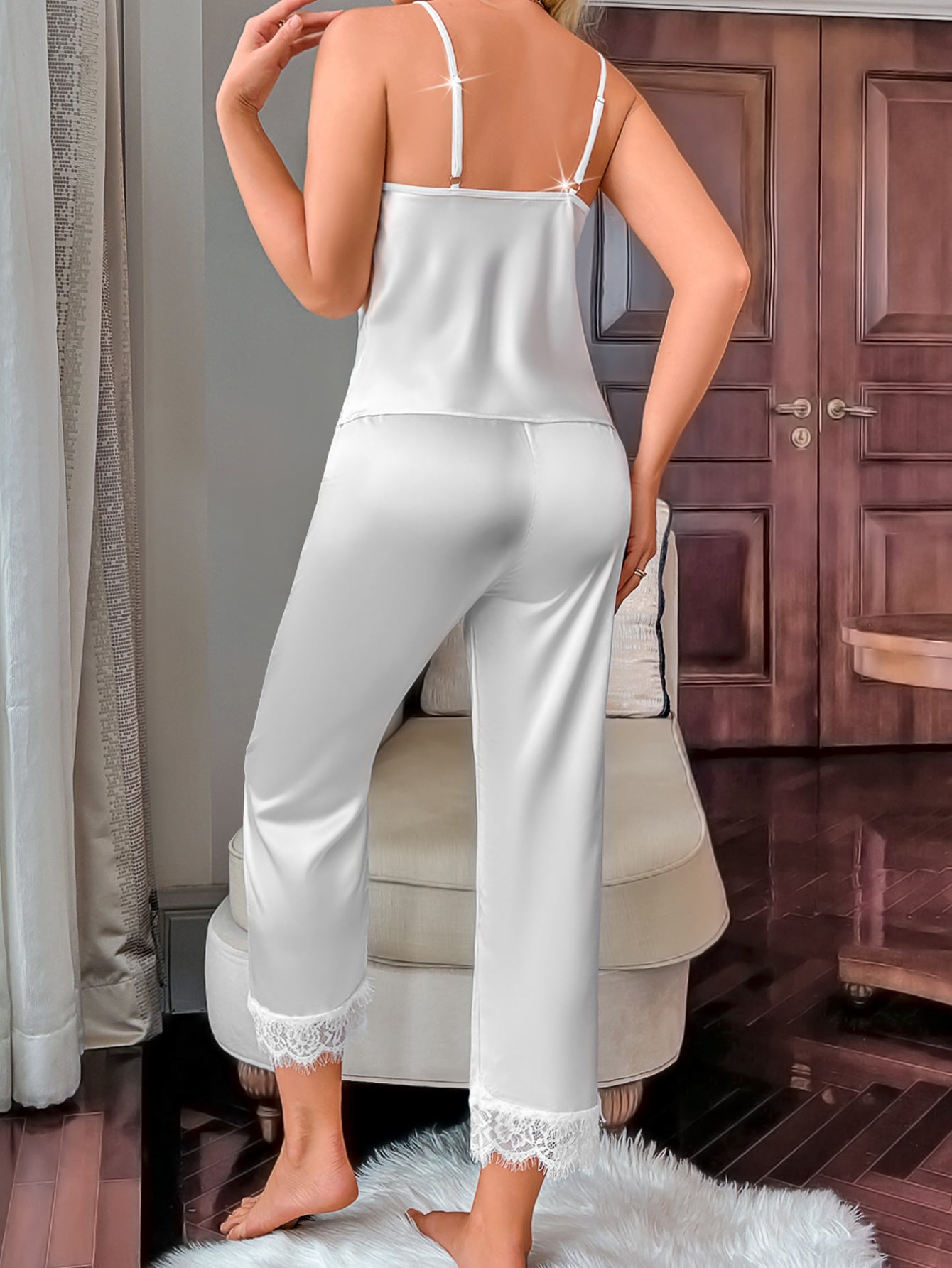 Solid Lace Sleeveless Cami & Solid Lace Pants