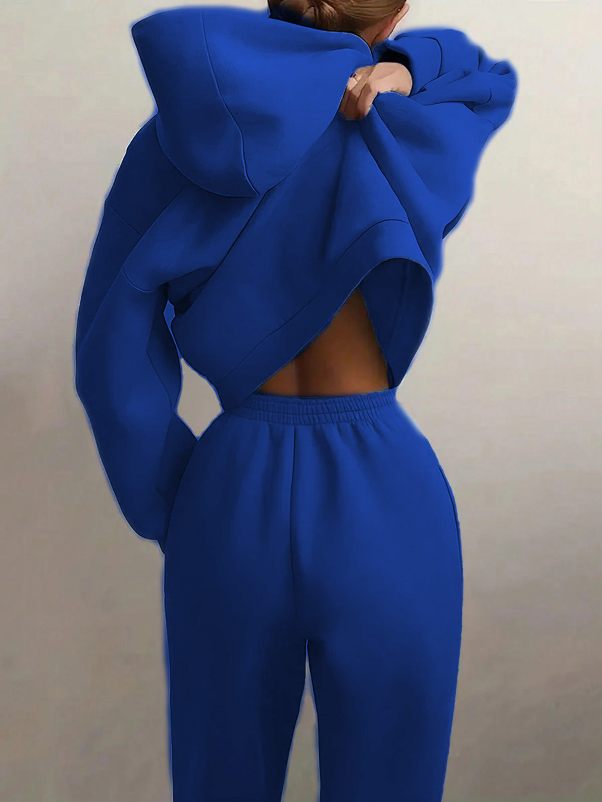 Solid Drop Shoulder Hooded Sweatshirt & Solid Sweatpants