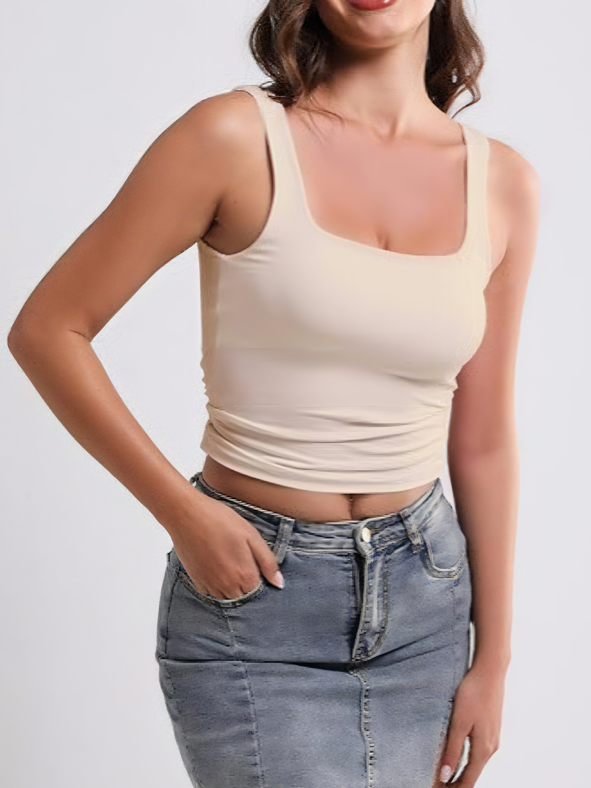 Comfort Solid Spaghetti Strap Double Lined Basic Cami