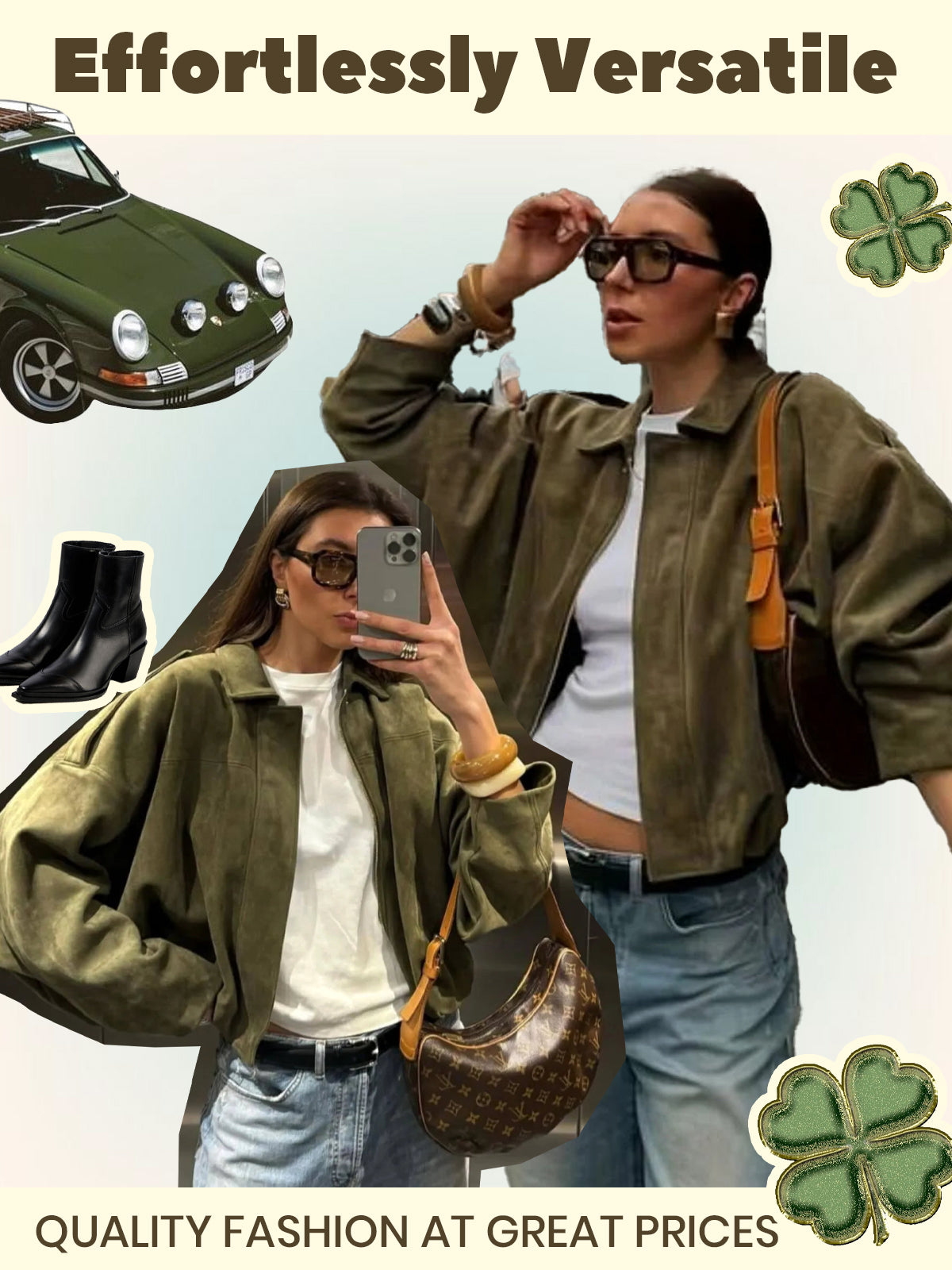 Solid Lapel Drop Shoulder Military Short Coat Trendy Army Color Outwear