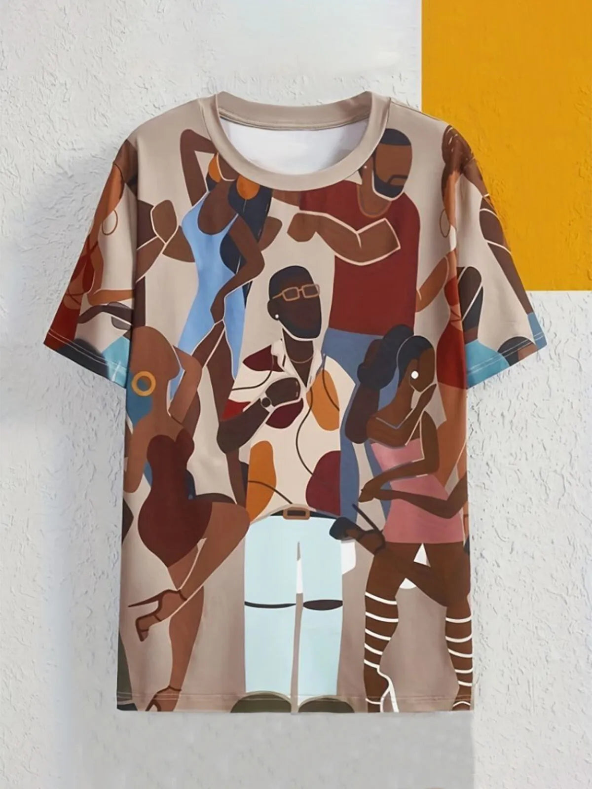 Abstract Figure Graphic Print Round Neck T-shirt
