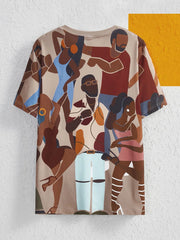 Abstract Figure Graphic Print Round Neck T-shirt