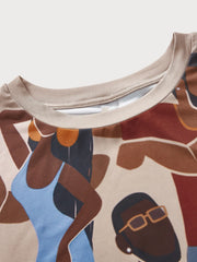 Abstract Figure Graphic Print Round Neck T-shirt