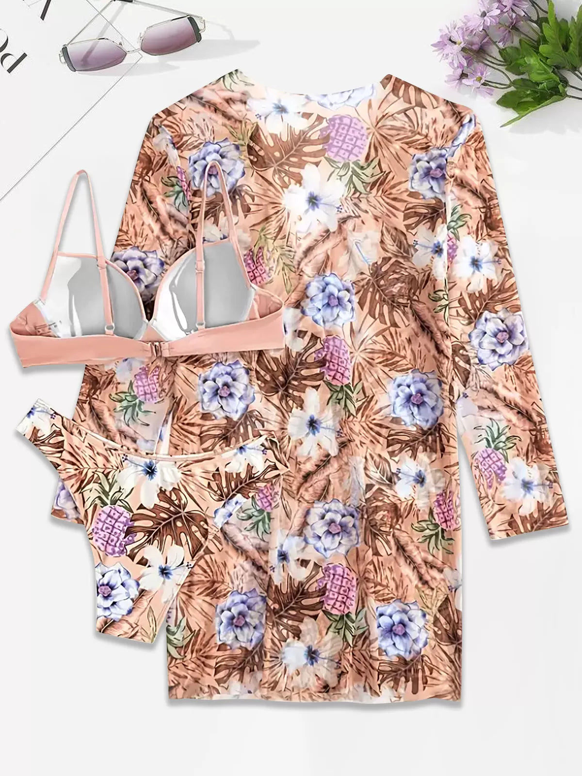 All Over Print Low Rise V-neck Bikini Sets
