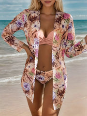 All Over Print Low Rise V-neck Bikini Sets