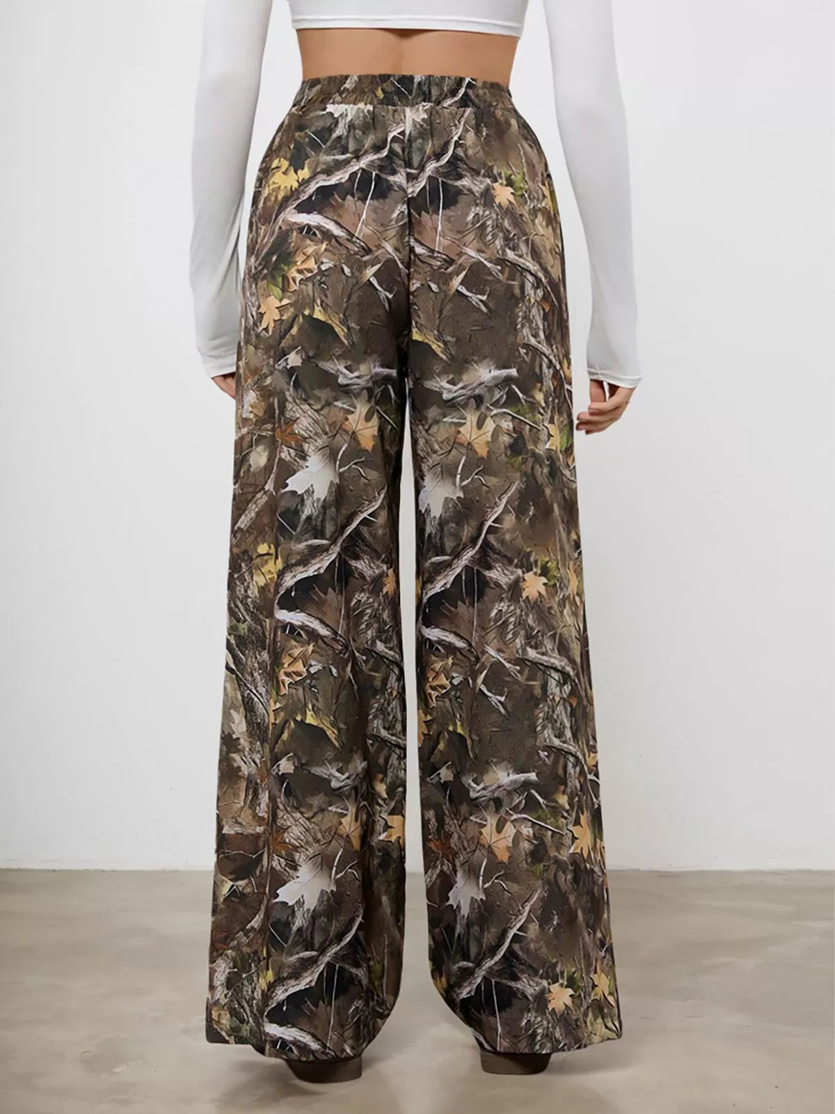 All Over Print Pocket High Rise Elastic Waist Palazzo Pants