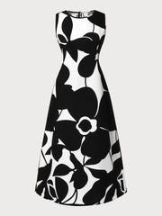 All Over Print Round Neck A-line Dress