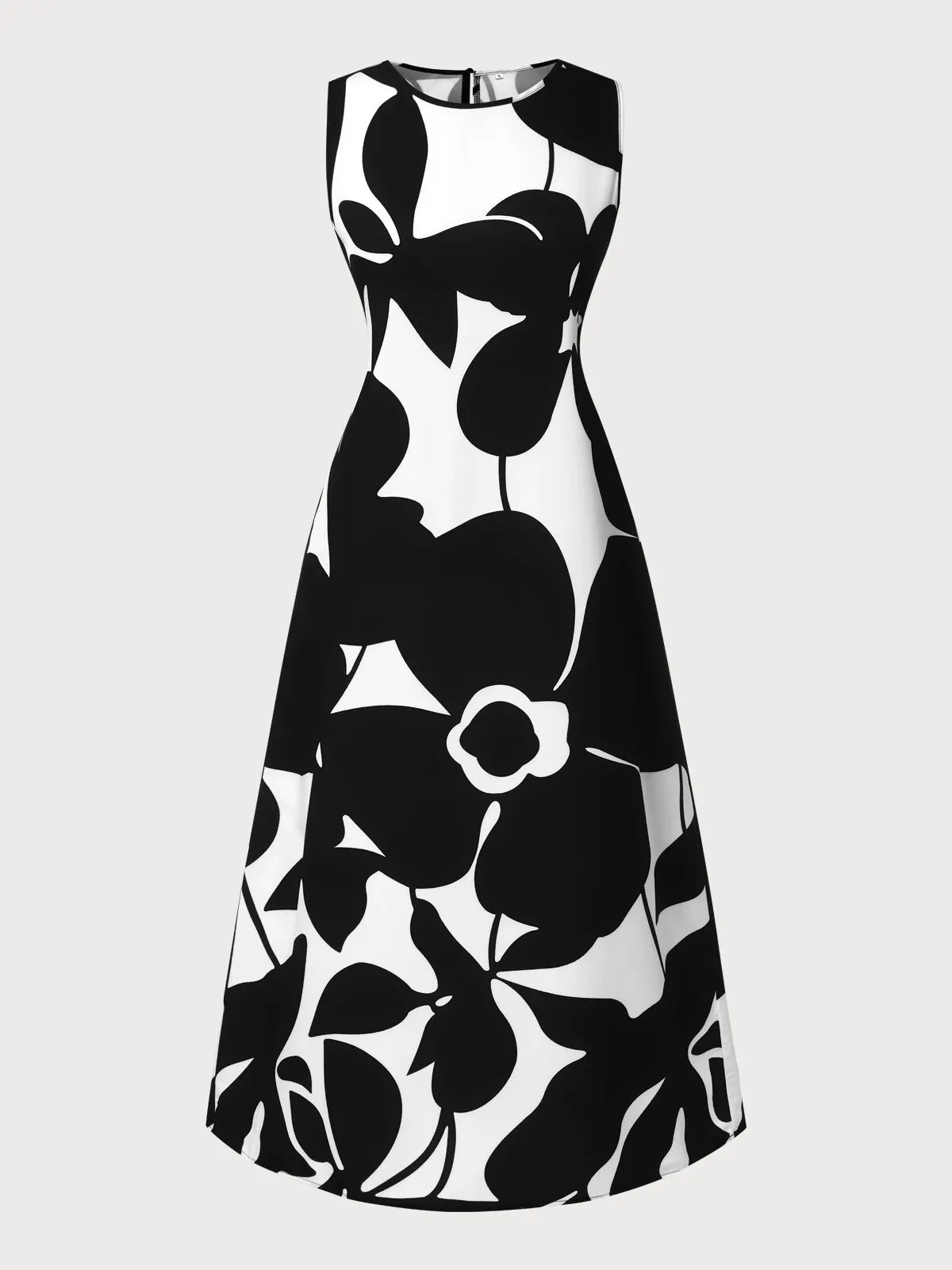 All Over Print Round Neck A-line Dress