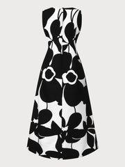 All Over Print Round Neck A-line Dress