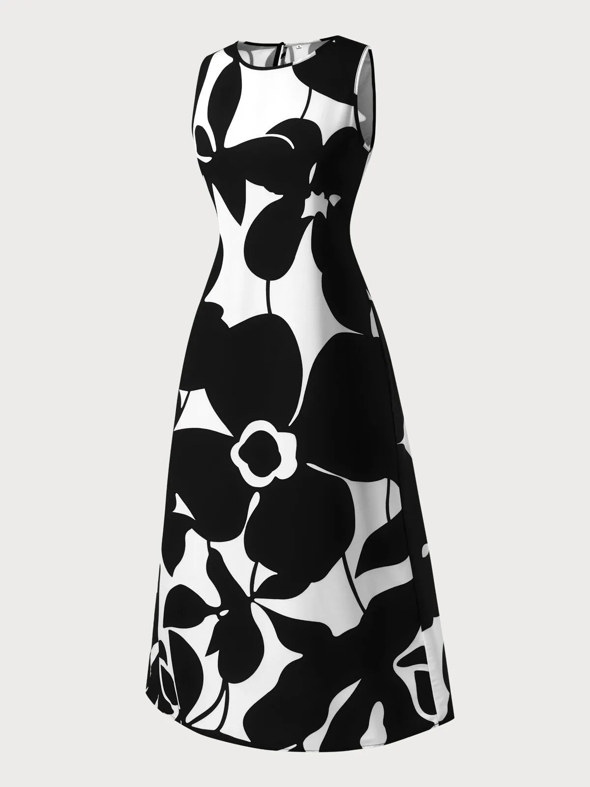 All Over Print Round Neck A-line Dress