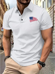 American Flag Lapel Polo
