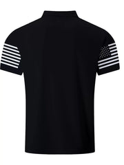 American Flag Lapel Regular Sleeve Short Sleeve Regular Polo