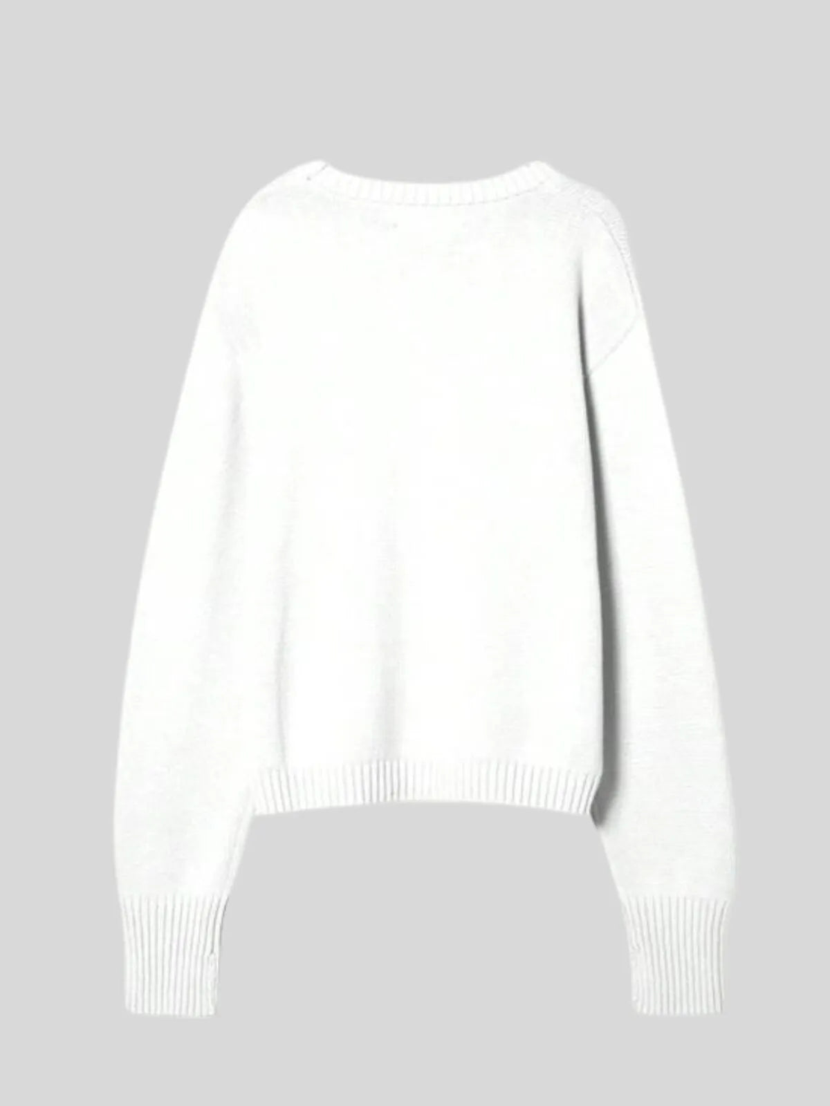 Fashion Vintage Print Animal Rib-knit Round Neck Drop Shoulder Loose Fit Sweater