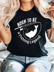 Born To Be a  Fishing Legend Animal Graphic T-shirt
