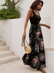 Graphic Square Neck High Rise Sleeveless Jumpsuit