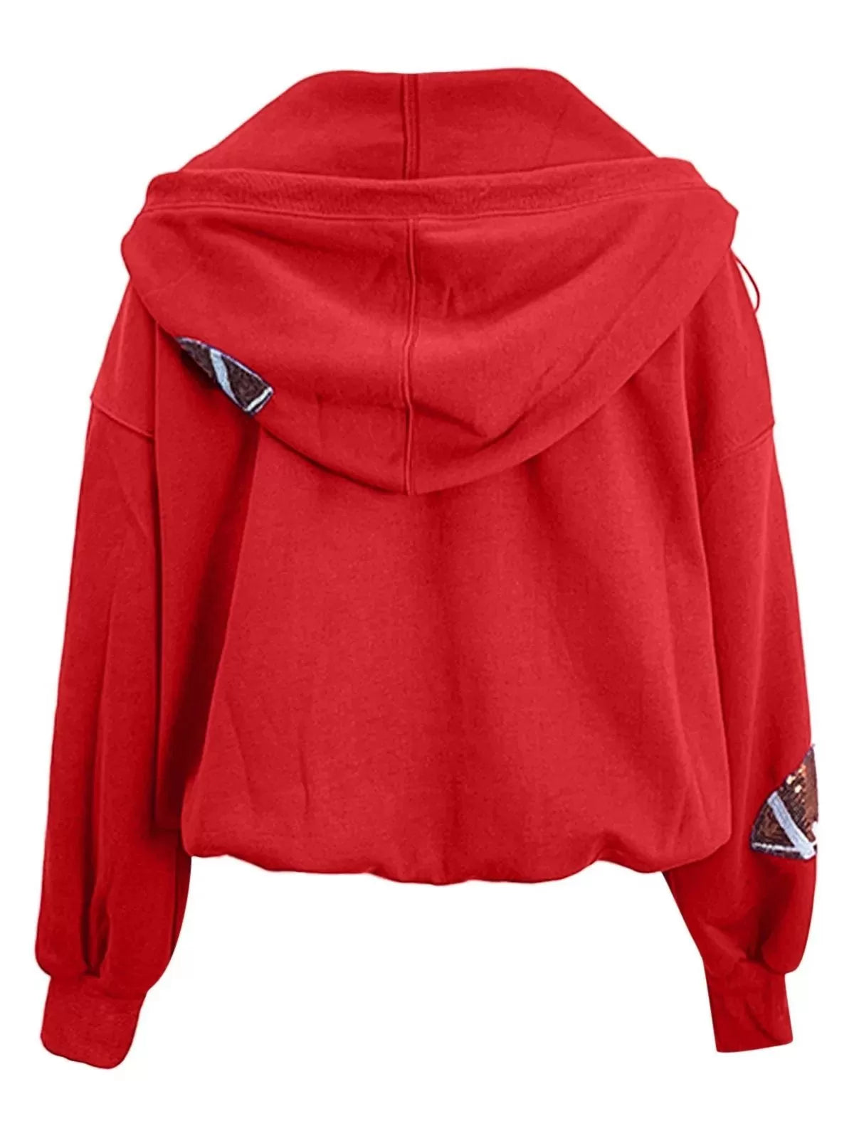 Ball Zipper Hooded Game Day Football Sequin Sweatshirt