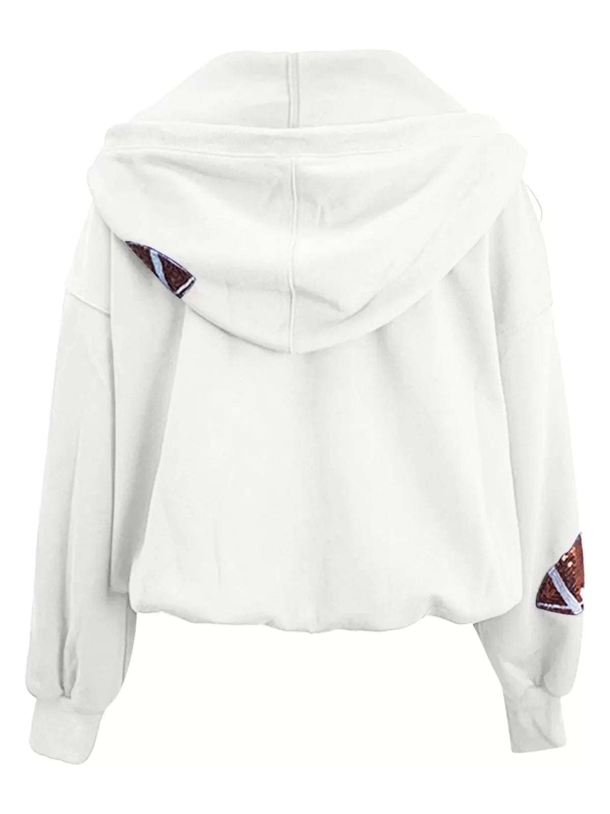 Ball Zipper Hooded Game Day Football Sequin Sweatshirt