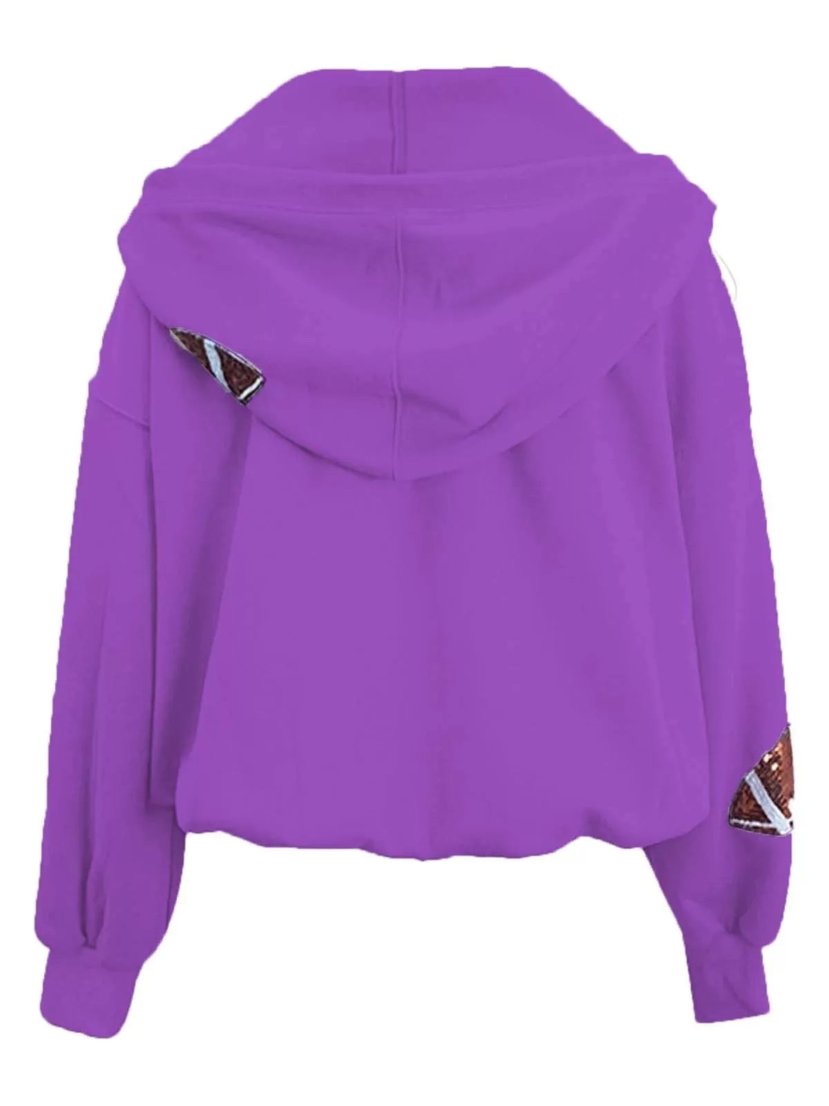 Ball Zipper Hooded Game Day Football Sequin Sweatshirt