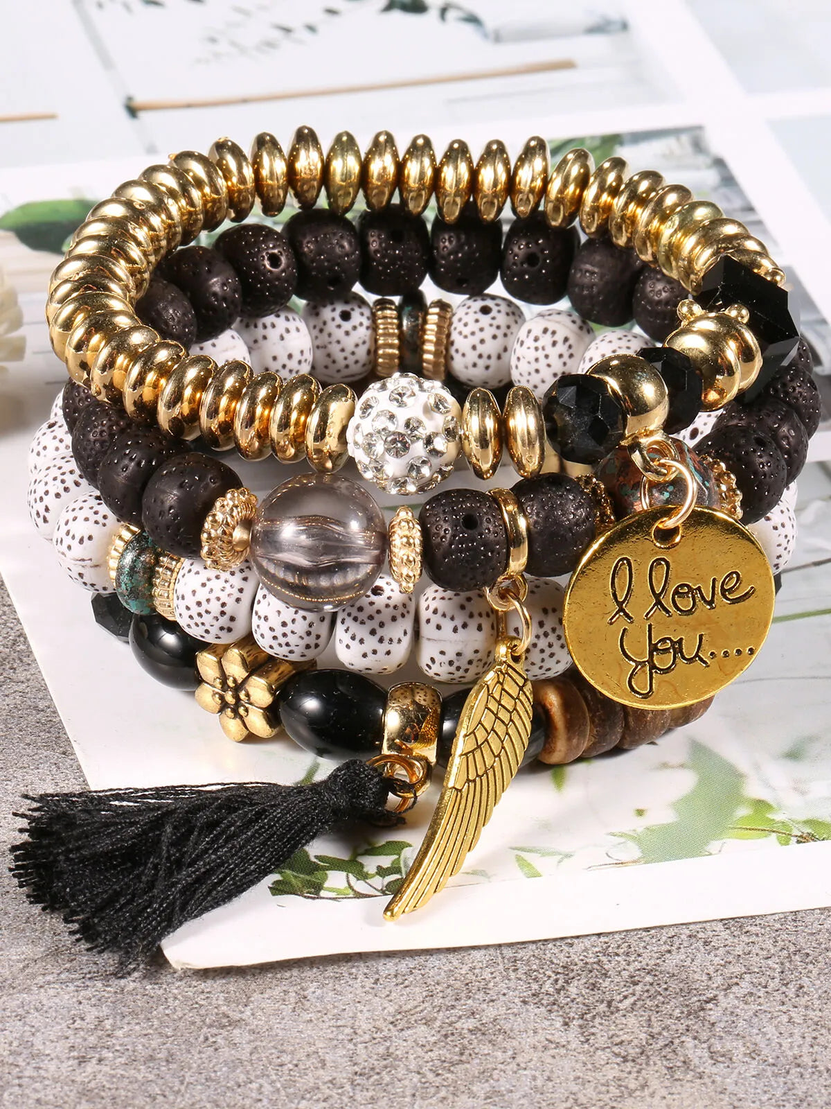 Bohemian Style 4pcs Solid Beading Alloy Bracelets