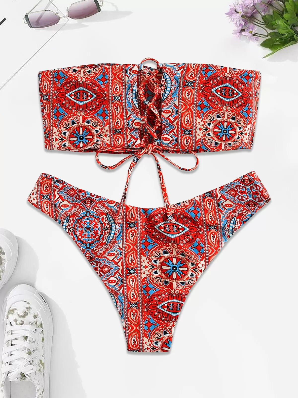 Bohemian Tie Back Low Rise Bikini 