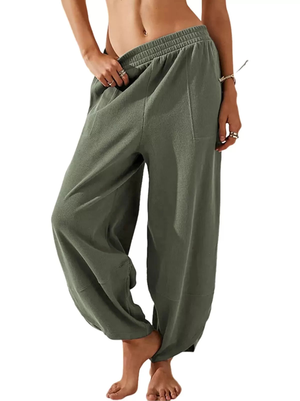 Bohemin Comfy Solid Colour Pocket Baggy High Rise Palazzo Pants