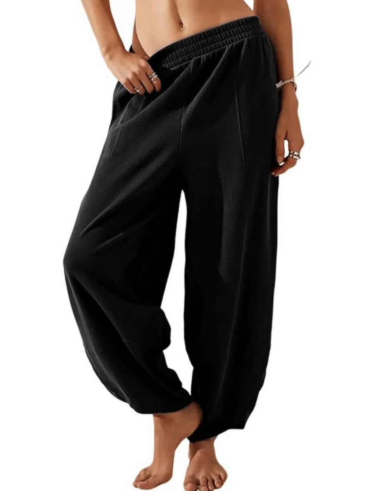 Bohemin Comfy Solid Colour Pocket Baggy High Rise Palazzo Pants