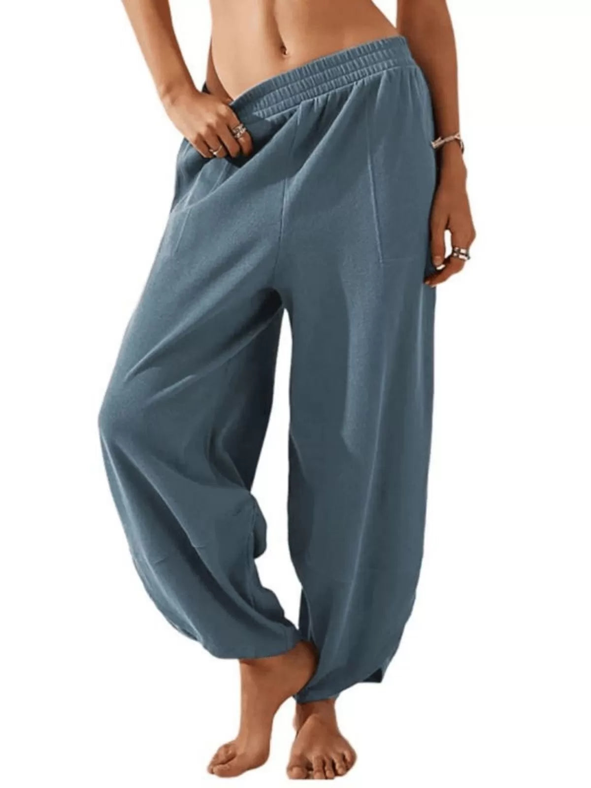 Bohemin Comfy Solid Colour Pocket Baggy High Rise Palazzo Pants