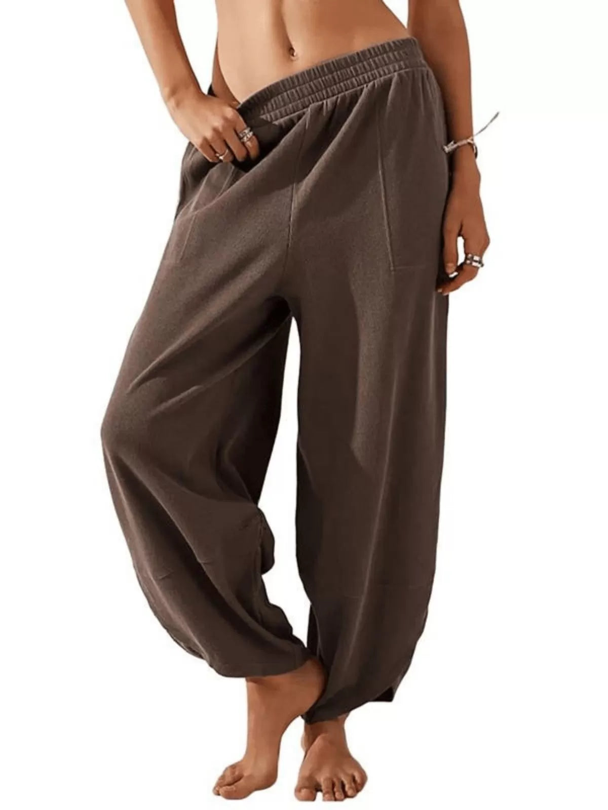 Bohemin Comfy Solid Colour Pocket Baggy High Rise Palazzo Pants
