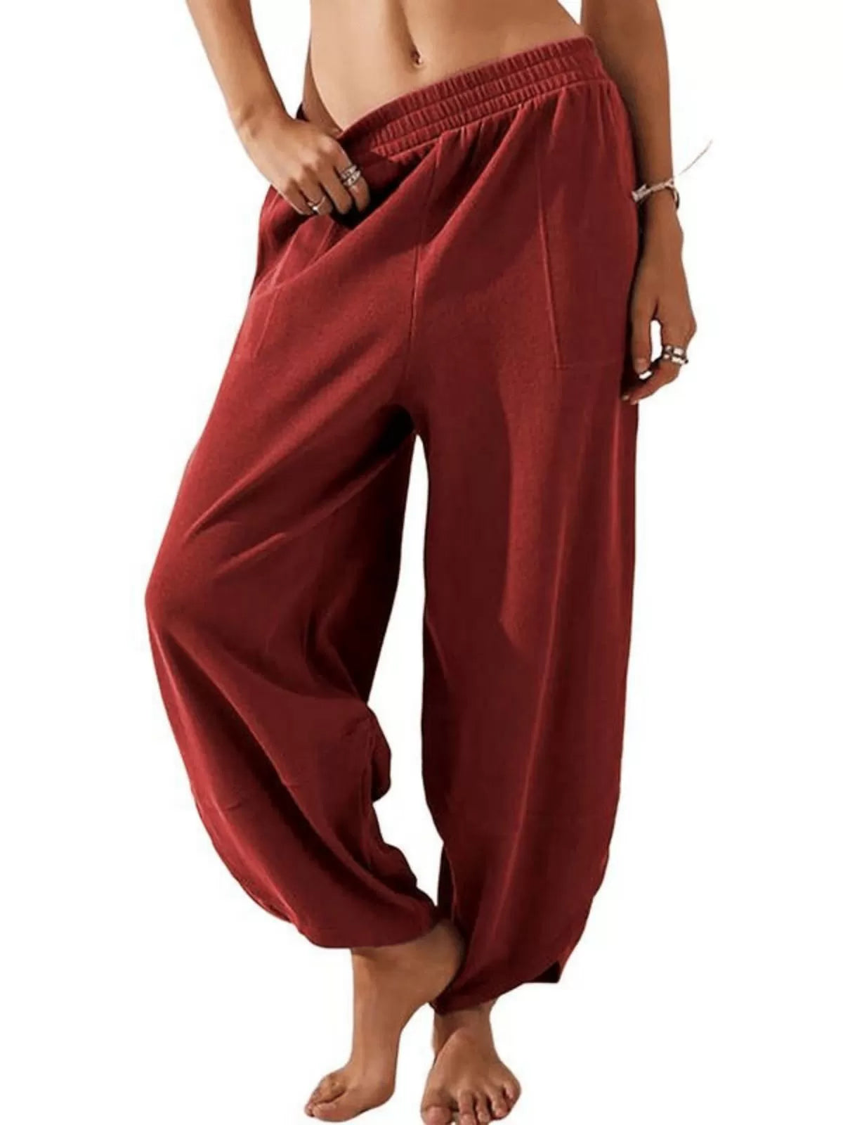 Bohemin Comfy Solid Colour Pocket Baggy High Rise Palazzo Pants