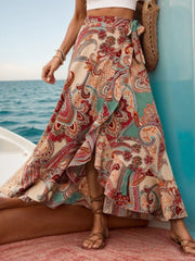 Boho Paisley Ruffles Medium Rise Skirt