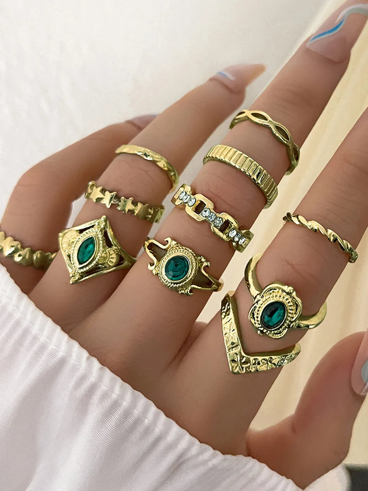 Boho Style 10-pack Zinc Alloy Ring