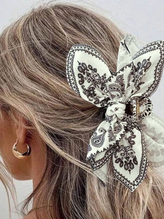 Boho Style 1pc All Over Print Bow Hair Claw Clip 1200