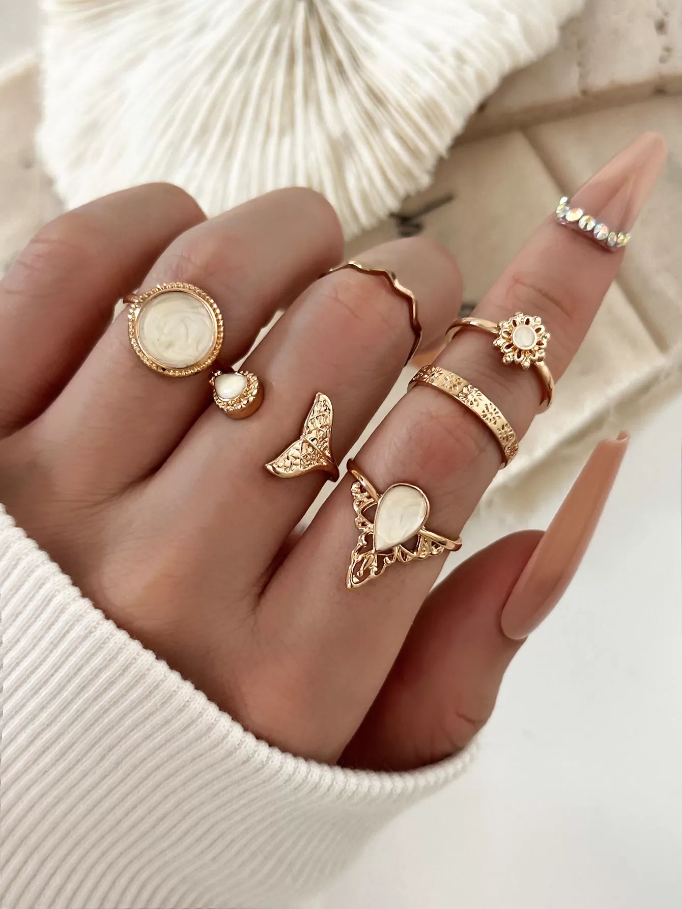 Boho Style 6-pack Zinc Alloy Ring
