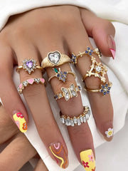 Boho Style 9-pack Zinc Alloy Ring