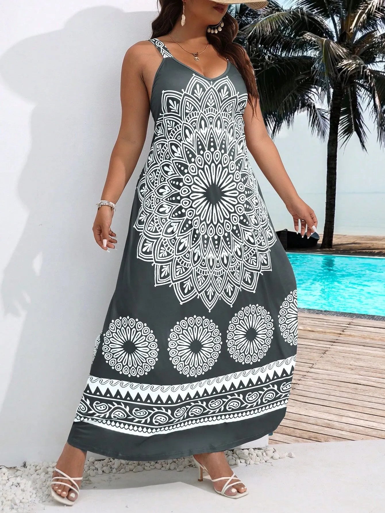 Boho Vacation Floral Spaghetti Strap A-line Dress
