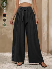 Bow Stylish Loose Fitting High Waist Wide Leg Pants