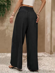 Bow Stylish Loose Fitting High Waist Wide Leg Pants