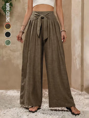 Bow Stylish Loose Fitting High Waist Wide Leg Pants
