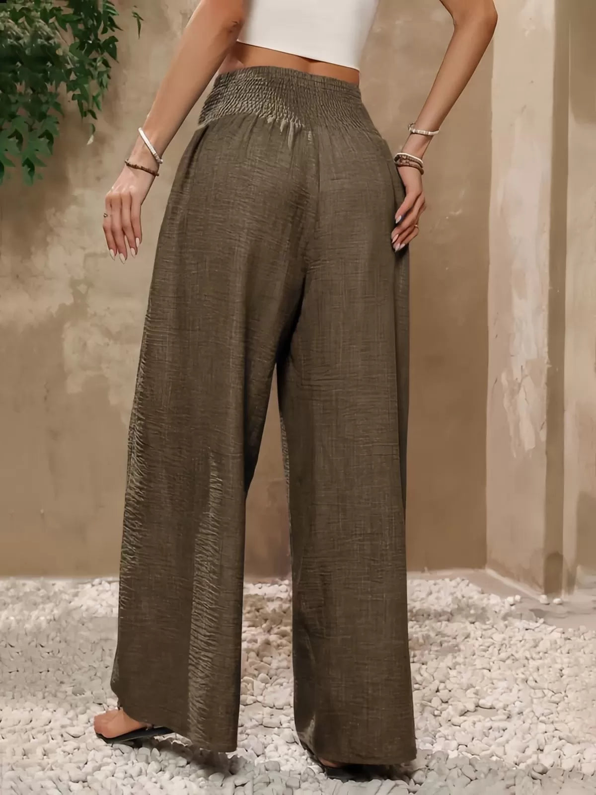 Bow Stylish Loose Fitting High Waist Wide Leg Pants