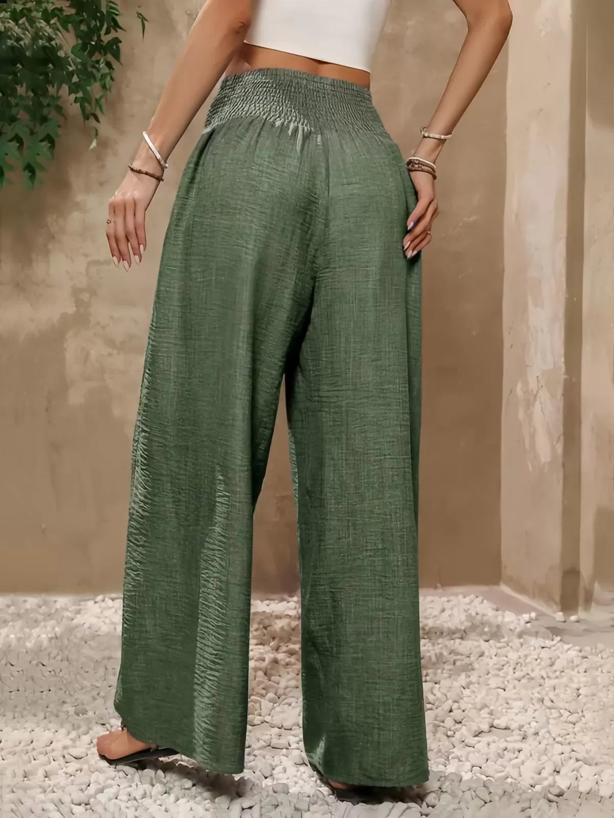 Bow Stylish Loose Fitting High Waist Wide Leg Pants