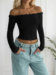 Bow Off Shoulder Regular Sleeve Long Sleeve Blouse