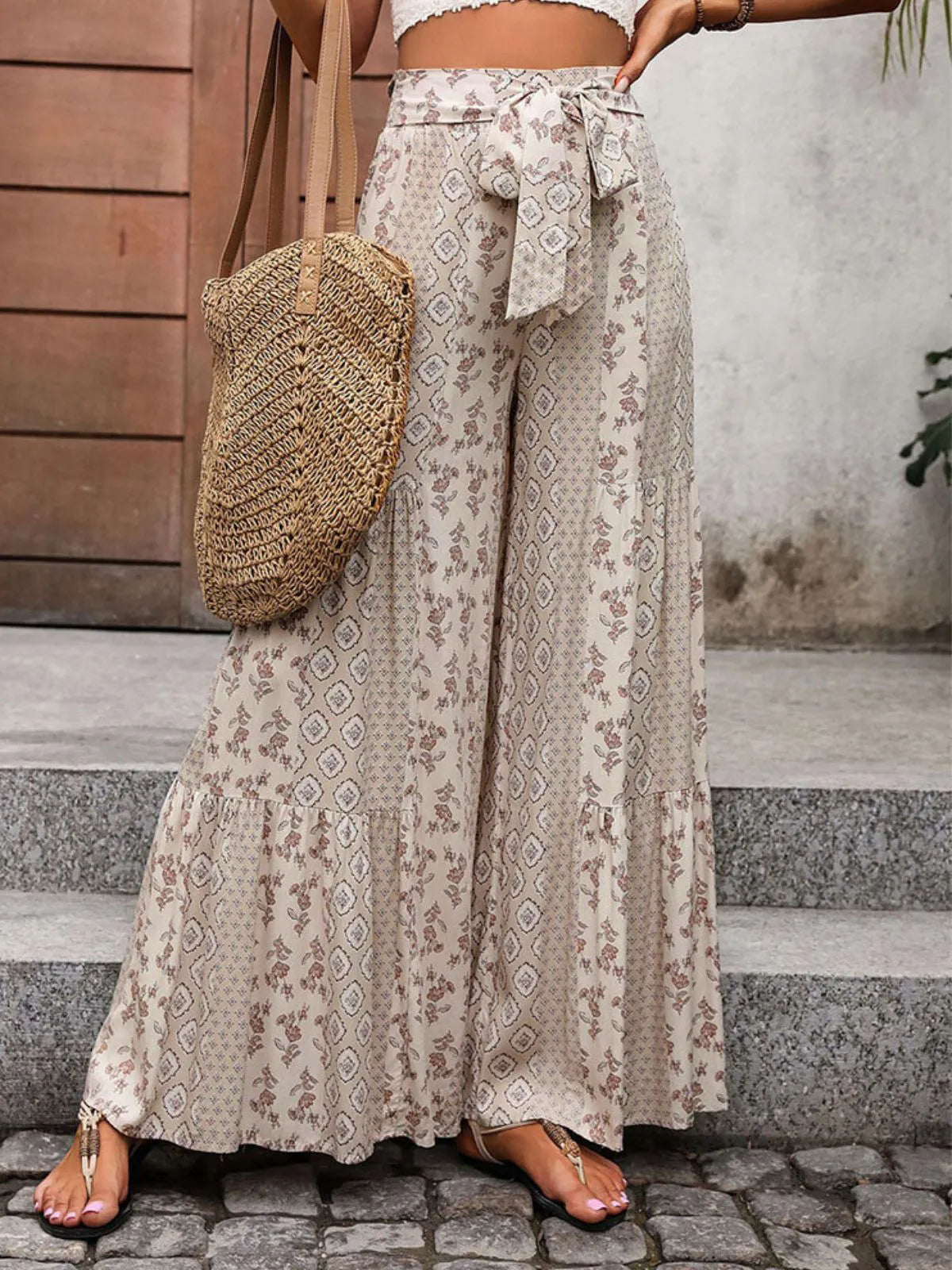 Breezy Geometric High Rise Palazzo Pants