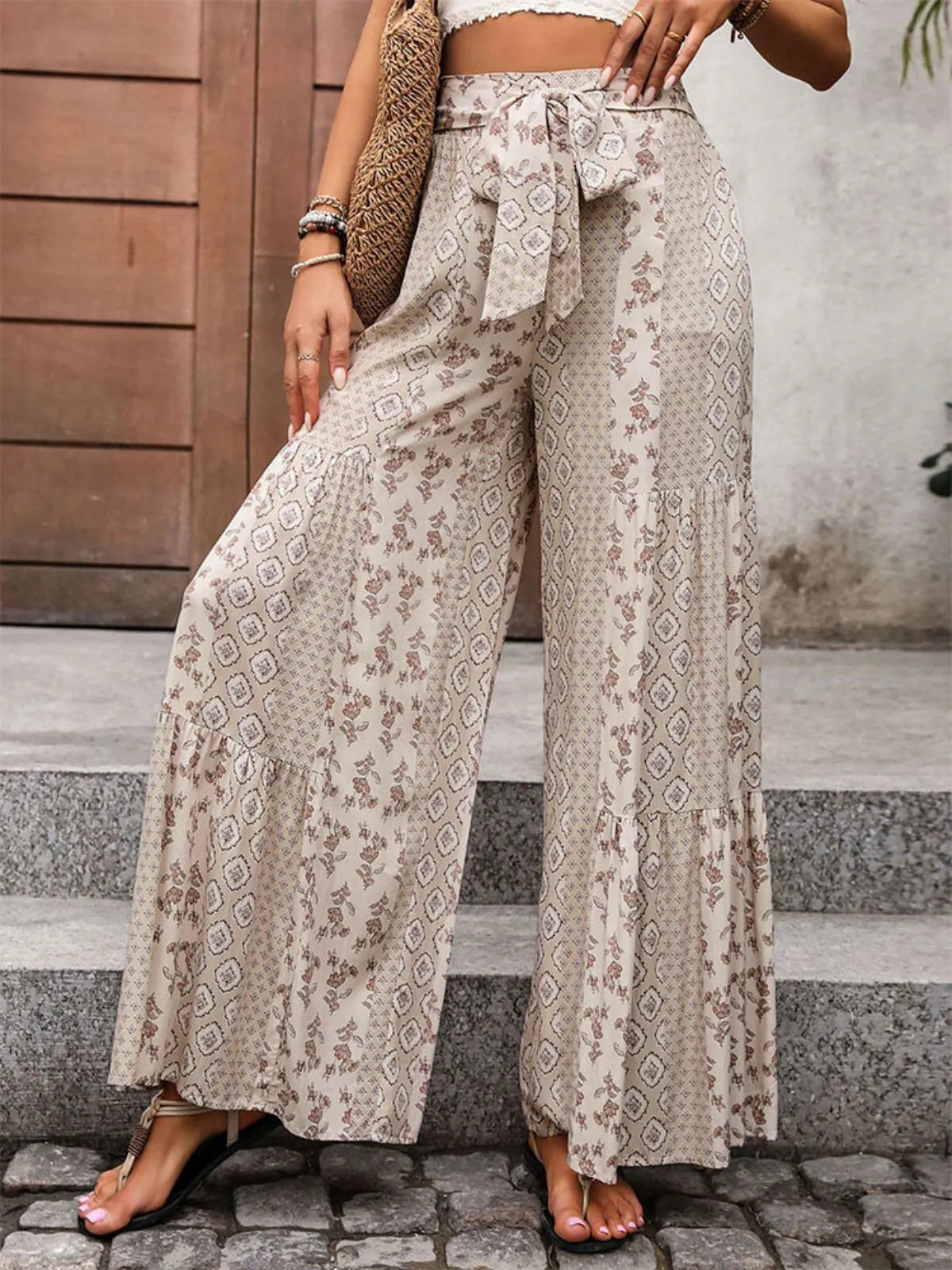 Breezy Geometric High Rise Palazzo Pants