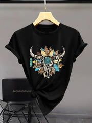 Bull Round Neck Short Sleeve T-shirt