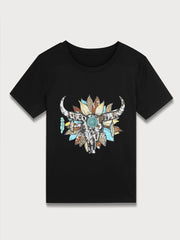 Bull Round Neck Short Sleeve T-shirt
